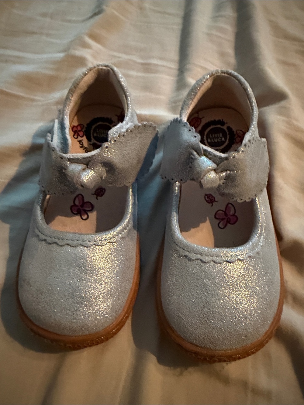 Livie & Luca Sparkle Silver Bow Mary Jane Kids Shoes